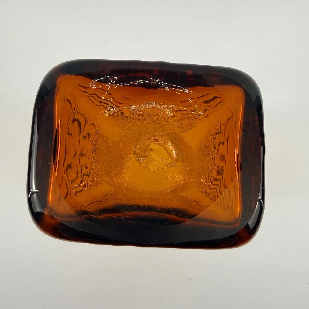 Blenko 6610 Honey Glass Vase Joel Myers Amber Textured Mid Century Modern